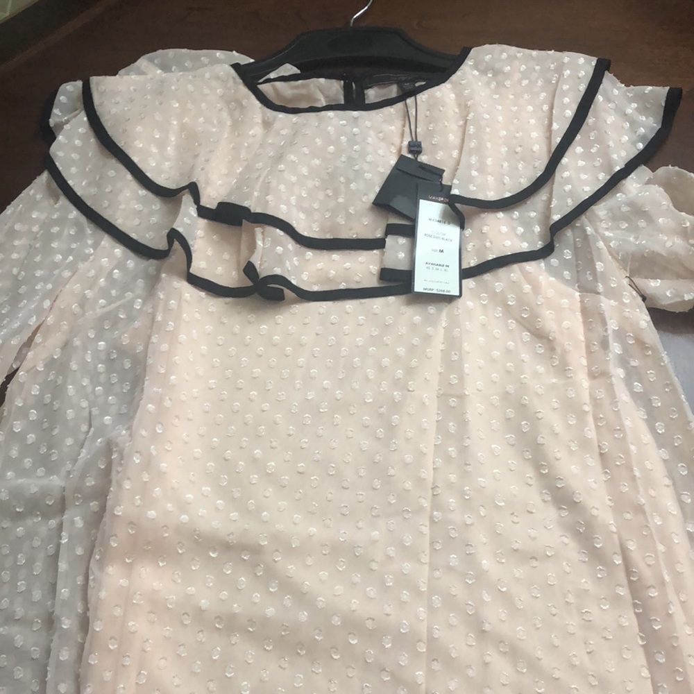 New Max Sport Lace Topped Portrait Collar Dress Sz M - Picture 4 of 10